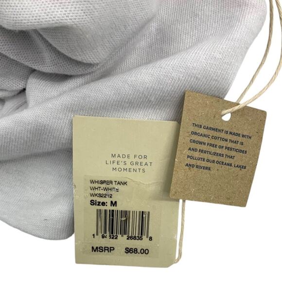 Faherty Whisper Organic Cotton Blend Tank White Size Medium NWT $68 MSRP - Picture 4 of 8